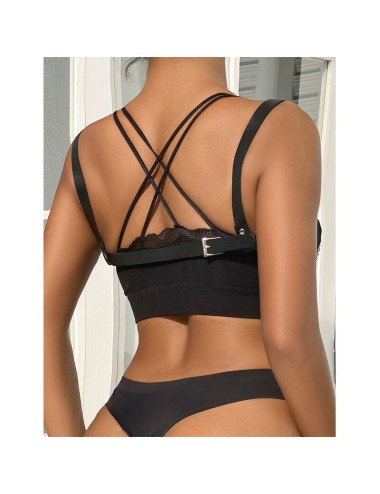 SUBBLIME - 953713 PUNK BONDAGE BELT METAL BUCKLE BLACK ONE SIZE