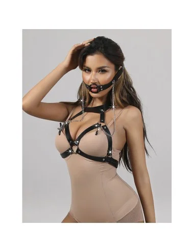 SUBBLIME - 953720 BONDAGE LEATHER STRAP BREAST CLAMPS BLACK ONE SIZE