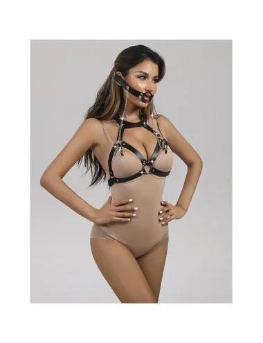 SUBBLIME - 953720 BONDAGE LEATHER STRAP BREAST CLAMPS BLACK ONE SIZE