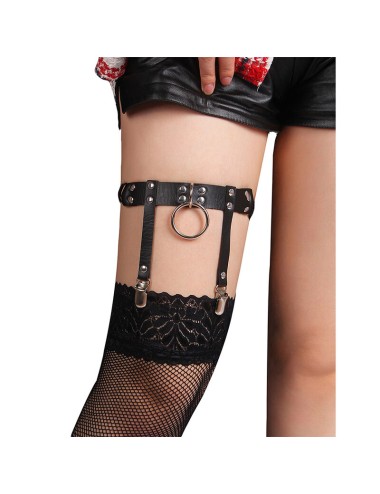 SUBBLIME - 953744 ADJUSTABLE LEATHER PUNK GARTER BLACK ONE SIZE
