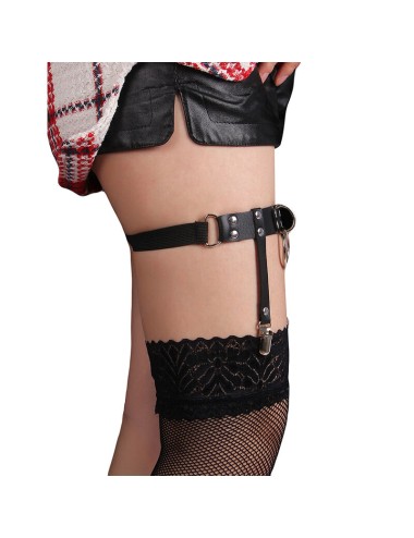 SUBBLIME - 953744 ADJUSTABLE LEATHER PUNK GARTER BLACK ONE SIZE