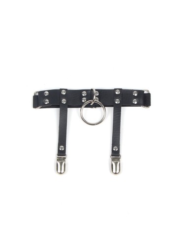 SUBBLIME - 953744 ADJUSTABLE LEATHER PUNK GARTER BLACK ONE SIZE