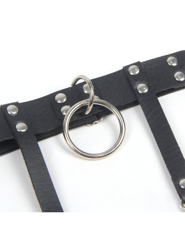SUBBLIME - 953744 ADJUSTABLE LEATHER PUNK GARTER BLACK ONE SIZE