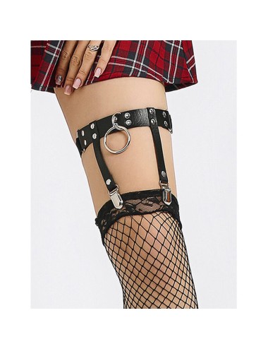 SUBBLIME - 953744 ADJUSTABLE LEATHER PUNK GARTER BLACK ONE SIZE