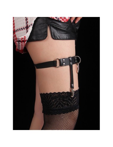 SUBBLIME - 953744 ADJUSTABLE LEATHER PUNK GARTER BLACK ONE SIZE