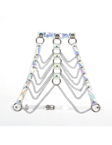 SUBBLIME - 953737 CHEST HARNESS WITH RINGS AND CHAINS SILVER ONE SIZE