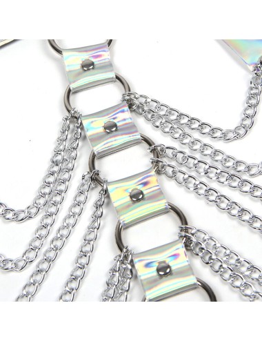 SUBBLIME - 953737 CHEST HARNESS WITH RINGS AND CHAINS SILVER ONE SIZE
