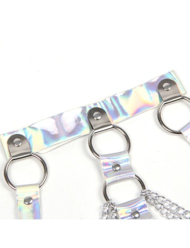SUBBLIME - 953737 CHEST HARNESS WITH RINGS AND CHAINS SILVER ONE SIZE