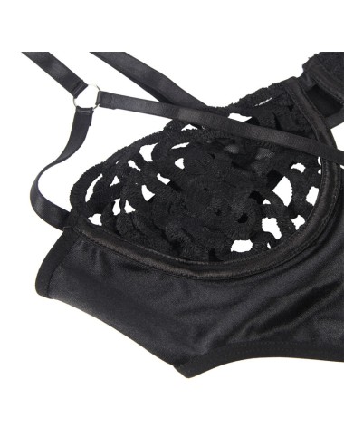 SUBBLIME - 954055 SEXY LACE BODYSUIT BLACK S/M