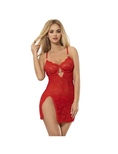 SUBBLIME - 954215 LACE BABYDOLL WITH ADJUSTABLE STRAPS RED L/XL