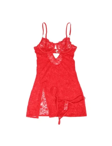 SUBBLIME - 954215 LACE BABYDOLL WITH ADJUSTABLE STRAPS RED L/XL