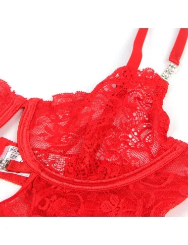SUBBLIME - 954215 LACE BABYDOLL WITH ADJUSTABLE STRAPS RED L/XL