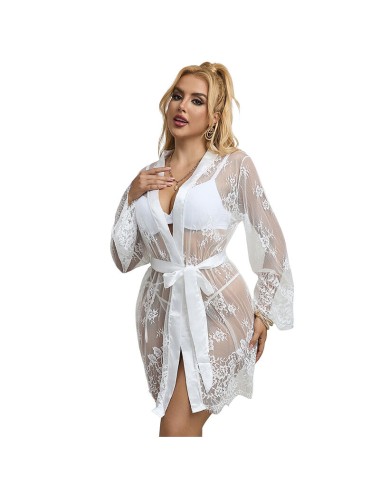 SUBBLIME - 954376 LONG SLEEVE NIGHTGOWN WITH FLORAL DESIGN WHITE L/XL