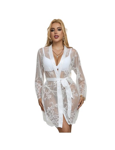 SUBBLIME - 954376 LONG SLEEVE NIGHTGOWN WITH FLORAL DESIGN WHITE L/XL