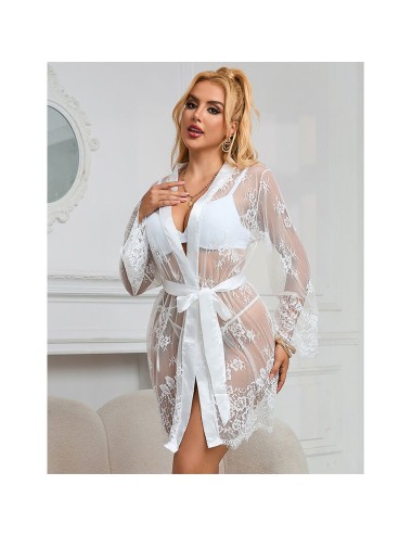 SUBBLIME - 954376 LONG SLEEVE NIGHTGOWN WITH FLORAL DESIGN WHITE L/XL