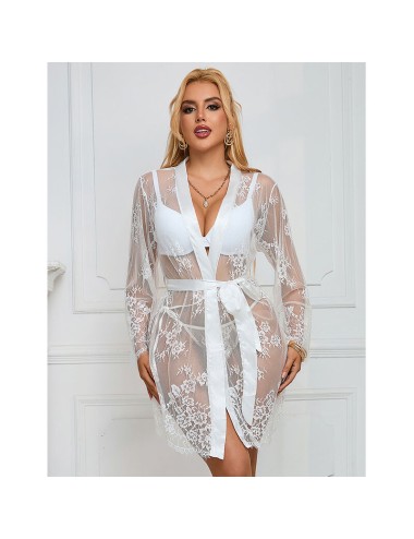 SUBBLIME - 954376 LONG SLEEVE NIGHTGOWN WITH FLORAL DESIGN WHITE L/XL