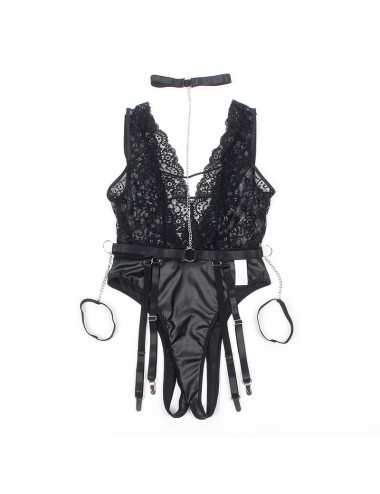 SUBBLIME - 954390 SEXY BODY WITH GARTER BELT BLACK L/XL
