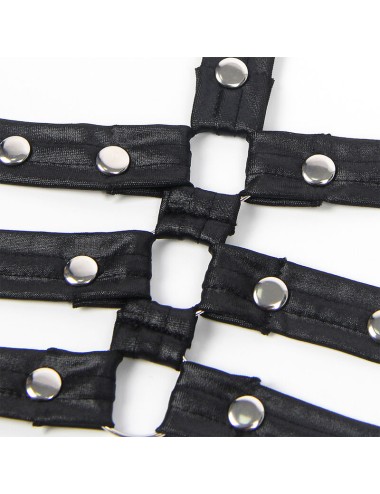 SUBBLIME - 954413 LEATHER BONDAGE BODY BLACK L/XL