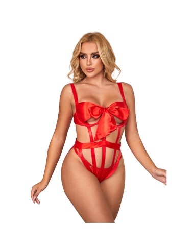 SUBBLIME - 954468 SEXY OPENWORK BODY WITH BOW RED S/M
