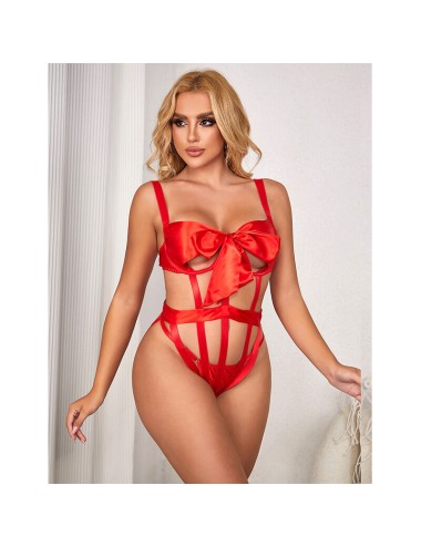 SUBBLIME - 954475 SEXY OPENWORK BODY WITH BOW RED L/XL