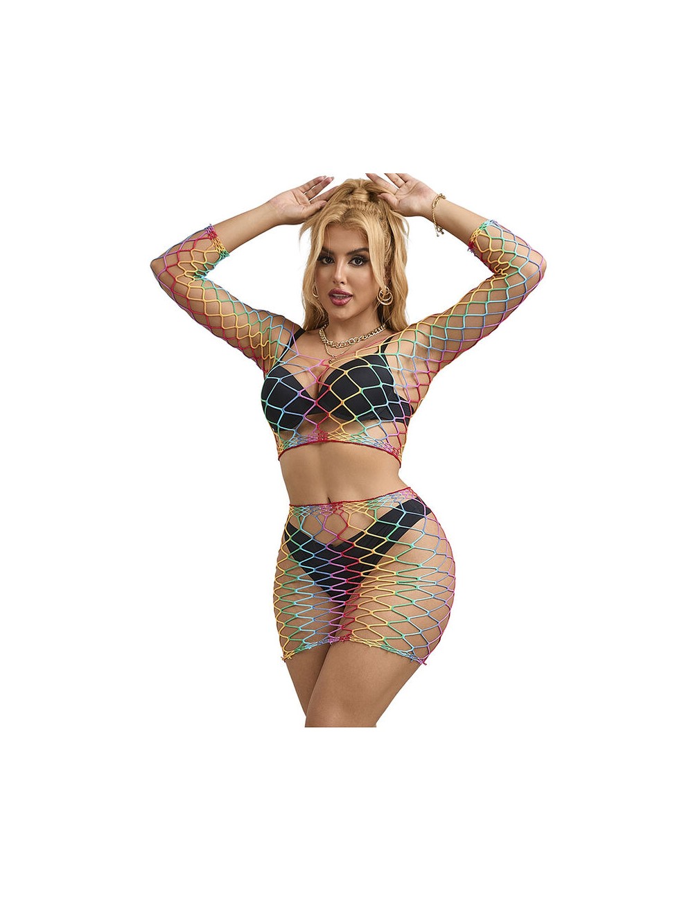 SUBBLIME - 952440 2-PIECE FISHNET BODYSTOCKING LONG SLEEVE RAINBOW ONE SIZE SUBBLIME - 952440 2-PIECE FISHNET BODYSTOCKING LONG SLEEVE RAINBOW ONE SIZE