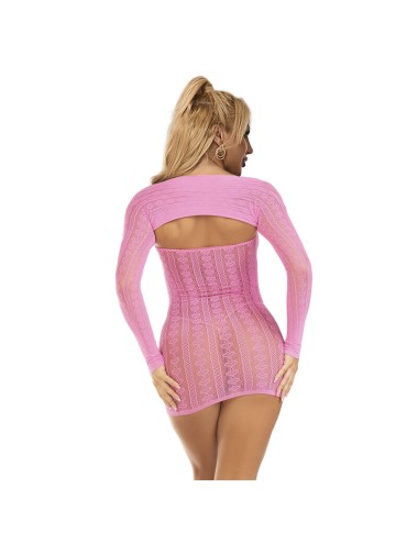 SUBBLIME - 952471 PINK FISHNET BODYSTOCKING ONE SIZE