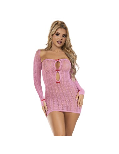 SUBBLIME - 952471 PINK FISHNET BODYSTOCKING ONE SIZE