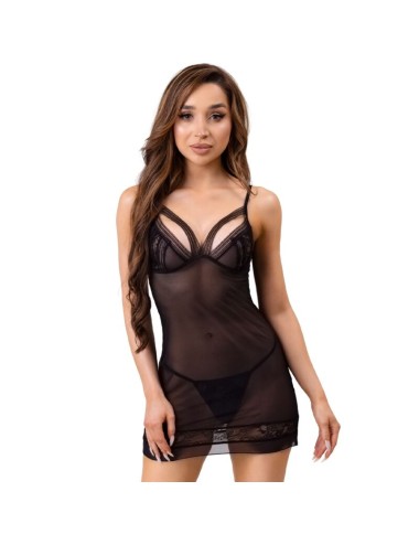 LIVCO CORSETTI FASHION - TIANA LC 20208 CHEMISE + THONG BLACK L/XL