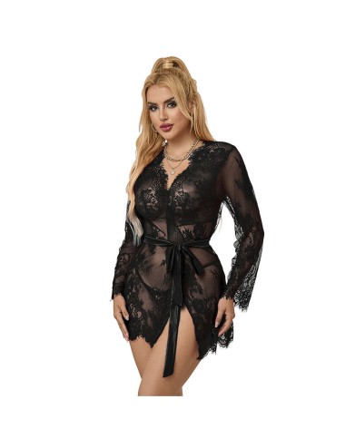 SUBBLIME - 953751 LACE NIGHTGOWN + THONG BLACK S/M