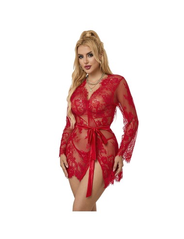 SUBBLIME - 953782 LACE NIGHTGOWN + THONG RED L/XL