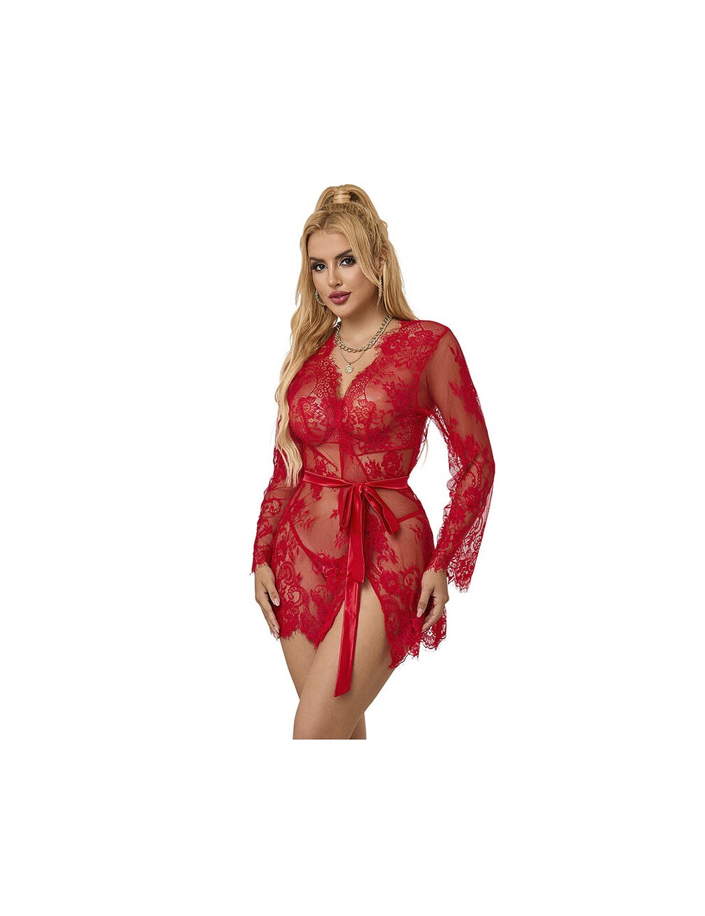 SUBBLIME - 953782 LACE NIGHTGOWN + THONG RED L/XL SUBBLIME - 953782 LACE NIGHTGOWN + THONG RED L/XL