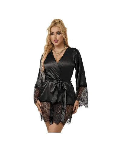 SUBBLIME - 953805 ELEGANT LACE PAJAMAS + THONG BLACK L/XL