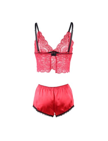 SUBBLIME - 953898 SILK AND LACE NIGHTGOWN + PANTIES RED S/M
