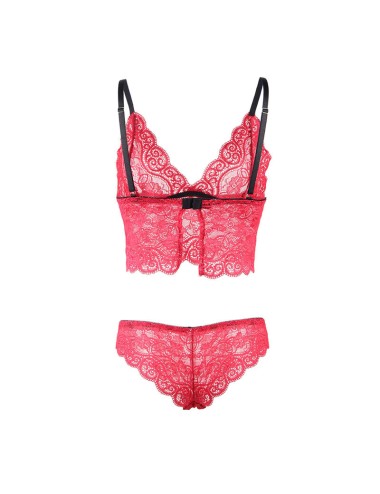 SUBBLIME - 953898 SILK AND LACE NIGHTGOWN + PANTIES RED S/M