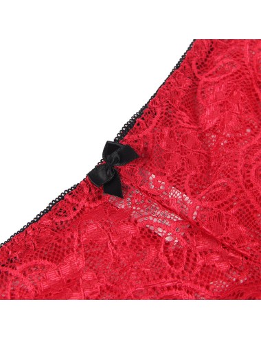 SUBBLIME - 953898 SILK AND LACE NIGHTGOWN + PANTIES RED S/M