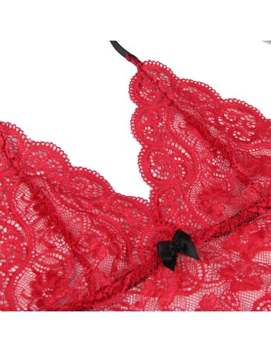 SUBBLIME - 953898 SILK AND LACE NIGHTGOWN + PANTIES RED S/M