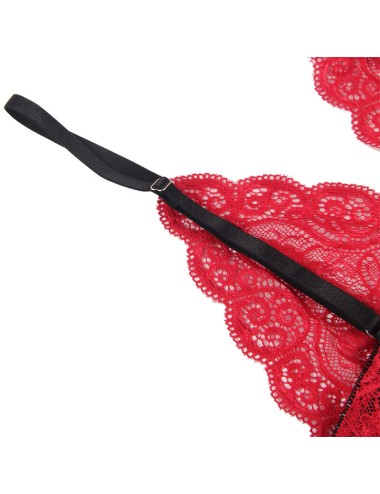 SUBBLIME - 953898 SILK AND LACE NIGHTGOWN + PANTIES RED S/M
