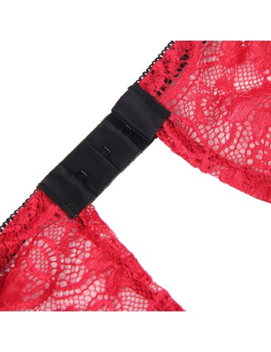 SUBBLIME - 953898 SILK AND LACE NIGHTGOWN + PANTIES RED S/M