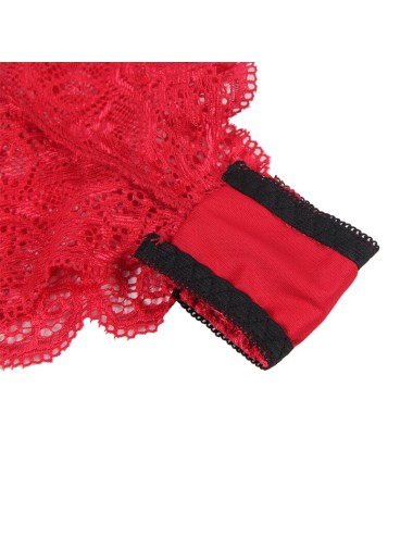 SUBBLIME - 953898 SILK AND LACE NIGHTGOWN + PANTIES RED S/M
