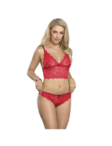 SUBBLIME - 953904 SILK AND LACE NIGHTGOWN + PANTIES RED L/XL