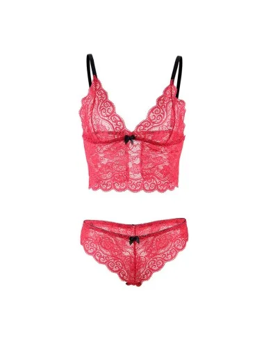 SUBBLIME - 953904 SILK AND LACE NIGHTGOWN + PANTIES RED L/XL