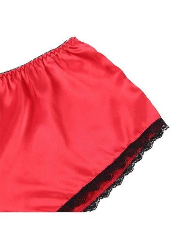 SUBBLIME - 953904 SILK AND LACE NIGHTGOWN + PANTIES RED L/XL