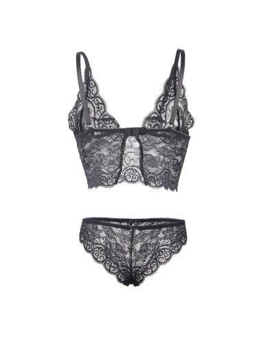 SUBBLIME - 953911 SILK AND LACE NIGHTGOWN + PANTIES BLACK S/M