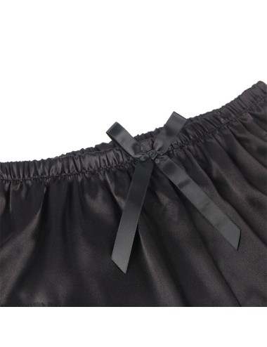 SUBBLIME - 953935 CASUAL SILK NIGHTGOWN + LACE PANTS BLACK S/M