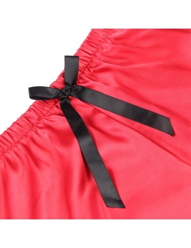 SUBBLIME - 953966 CASUAL SILK NIGHTGOWN + LACE PANTS BLACK/RED L/XL