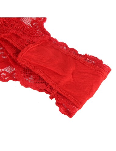 SUBBLIME - 953973 SEXY BODY WITH RUFFLES + BELT RED S/M