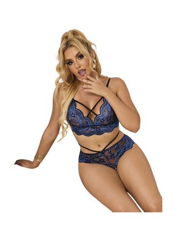 SUBBLIME - 954062 BRA + PANTIES LACE BLUE S/M