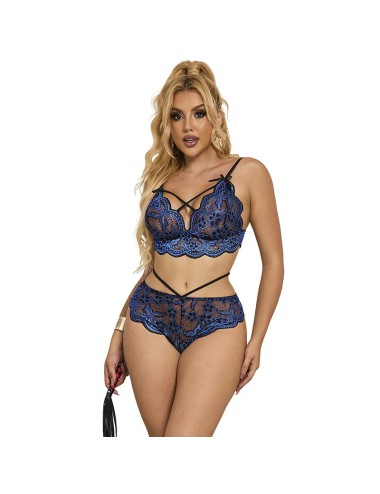 SUBBLIME - 954062 BRA + PANTIES LACE BLUE S/M