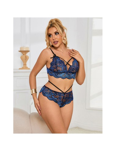 SUBBLIME - 954062 BRA + PANTIES LACE BLUE S/M