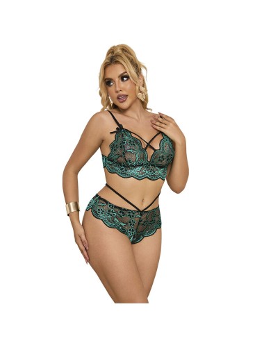 SUBBLIME - 954086 BRA + PANTIES LACE GREEN S/M